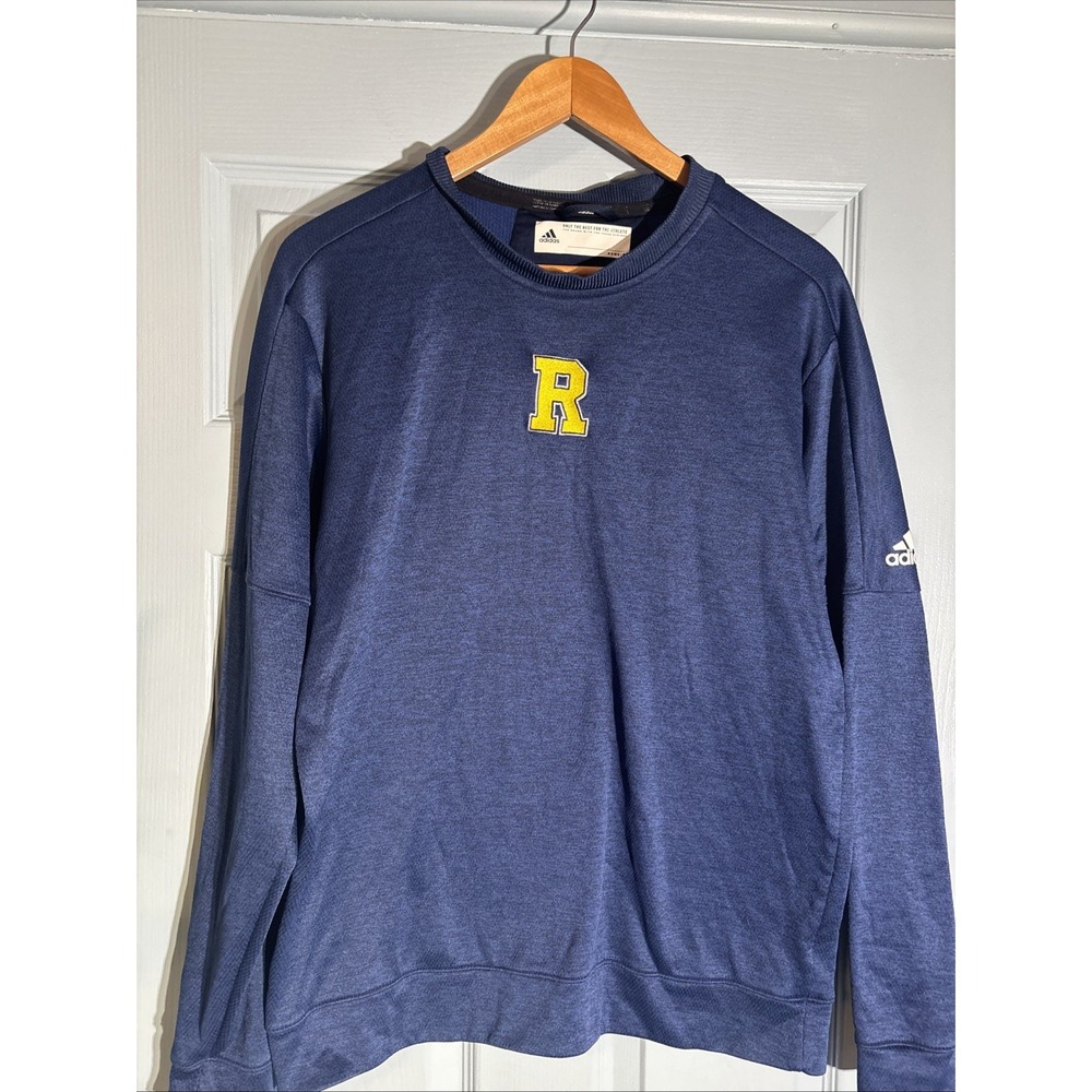 Adidas Climalite Crew Neck Athletic Pull Over. Blue With R Embroidery. Sz Large